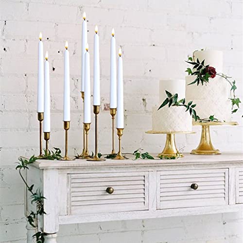 NONNO & ZGF 10 Pack White Flameless 11'' Wax Coverd Taper Candles with 2 Remote/Timer, LED Battery Bright Flickering Candle for Proposal, Wedding, Festive Candlelight Dinner and Home Decor - color: White