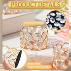 24 Pack Gold Metal Crystal Tea Light Candle Holders - 2.4"x1.6" Bulk Small Votive Candle Holders for Wedding, Home, Party Table Centerpiece Decorations