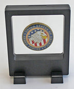 3D Floating Frame Flexible Single Medallion Medal Challenge Coin Poker Chip Guitar Piick Display Case Stand Holder Magic Suspension Box Black-Square Shape