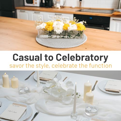2 Pack Leak-Proof Wave Design Acrylic Long Vases for Centerpieces - 24" Clear Flower Rectangle Vase as Floral Centerpieces for Tables, Long Flower Vase with 12 Holes as Flower Arrangement Holder