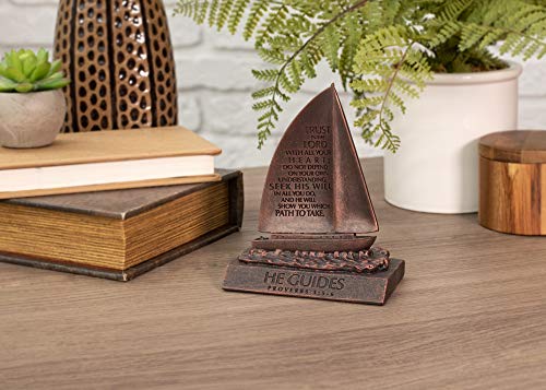 Lighthouse Christian Products He Guides Bronzelike Finish 4.5 x 5.25 Cast Stone Mounted Sculpture