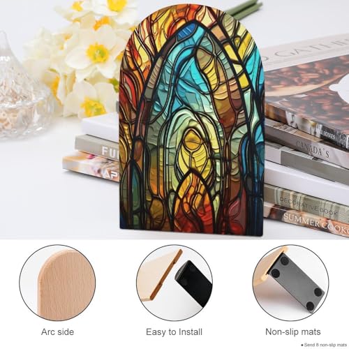 Stained Glass Art Bookends Heavy Duty,Book Organizer for Shelves, Holder Stand Decorative, Stoppers for Books, CD, File, Video Gamesbook Stand，6.7 X 4.7 X 3.9 Inch(Large)