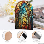 Stained Glass Art Bookends Heavy Duty,Book Organizer for Shelves, Holder Stand Decorative, Stoppers for Books, CD, File, Video Gamesbook Stand，6.7 X 4.7 X 3.9 Inch(Large)