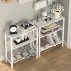 Narrow Side Table for Small Space, 2-Tier Small End Table with Shelf Holder, Slim Nightstand, Skinny Snack Couch Table in Living Room, Bedroom, Study, Kitchen and Balcony (White) - color: White