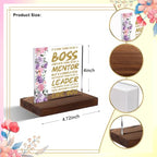 Boss Mentor Leader Appreciation Gift Plaque, Inspirational Floral Office Decor for Female Managers, 4x4 Inch Thank You Mini Sign for Women in Leadership, XXD165 - style: Boss Mentor