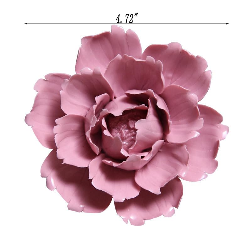 CEUYGT Handmade 3D Ceramic Wall Art Hanging Sculpture Pink Flower Wall Decor For Living Room Bedroom And Bathroom Red Peony 4.72''(Large) - color: Pink, size: Large