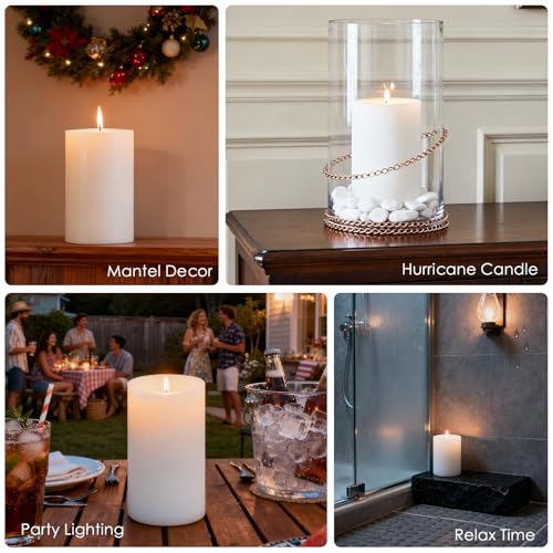 4x6 Inch White Pillar Candles, 2 Packs, 300-Hours Long Burning Time Totally, Unscented Large White Candles for Mantel Decor, Home Holiday Table Decor, Smokeless & Dripless - size: 4x6