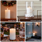 4x6 Inch White Pillar Candles, 2 Packs, 300-Hours Long Burning Time Totally, Unscented Large White Candles for Mantel Decor, Home Holiday Table Decor, Smokeless & Dripless - size: 4x6
