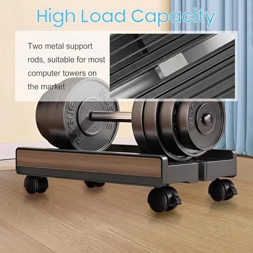 Adjustable Mobile Computer Tower Stand, Ventilated CPU Stand with Locking Caster Wheels, Fits Most Computer Towers, Under Desk Floor PC Cart, Universal PC Holder for Office, Students & Gamers (Black) - color: Black