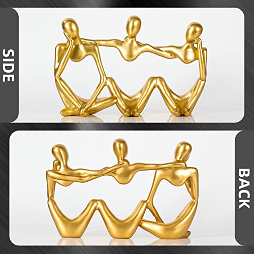 BMLCGJ Thinker Statue Gold Decor Abstract Art Sculpture, Golden Resin Collectible Figurines for Home Living Room Office Shelf Decoration,Great Gifts Ideas (Conjoined Body-Gold) - color: Conjoined Body-gold