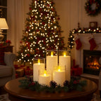 Homemory Ivory Flickering Flameless Candles, Battery Operated Acrylic LED Pillar Candles with Remote Control and Timer, Set of 9 - color: Ivory, 9Pack
