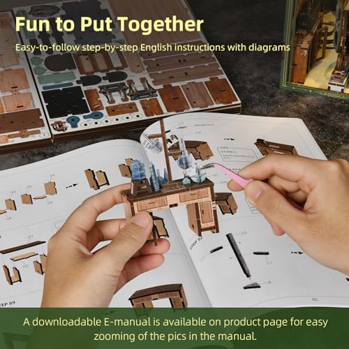 CCCDF Book Nook Kit - 3D Wooden Puzzles for Adults, DIY Scene Miniature Kit, Tiny House Booknook Craft Bookshelf Decor Mini Scale Model, Gifts for Puzzle Lovers (The Radium Lady) - style: The Radium Lady