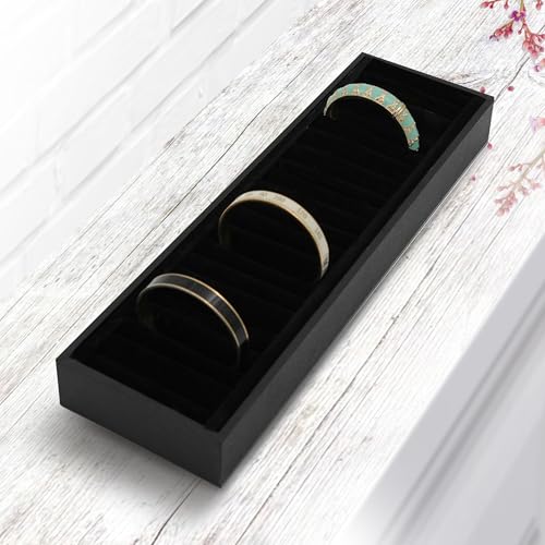 SSWBasics Bracelet Tray Holder - 21 Section Bangle Tray with Black Velvet Inserts