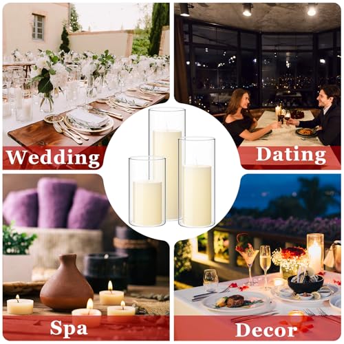 Shihanee 108 Pcs Pillar Candles and Glass Cylinder Vases Clear Cylinder Holders for Slim Pillar Candles Table Decorations, Total 54 Sets(Ivory White,108 Pcs) - color: Ivory White