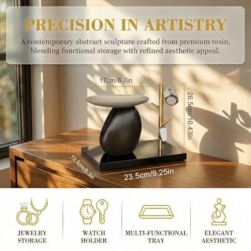 Solid Resin Decorative Tray Set, Modern Abstract Art Organizer Tray Nordic Minimalist Style Jewelry Tray for Entryway Desk Table Living Room Home Interior Decor