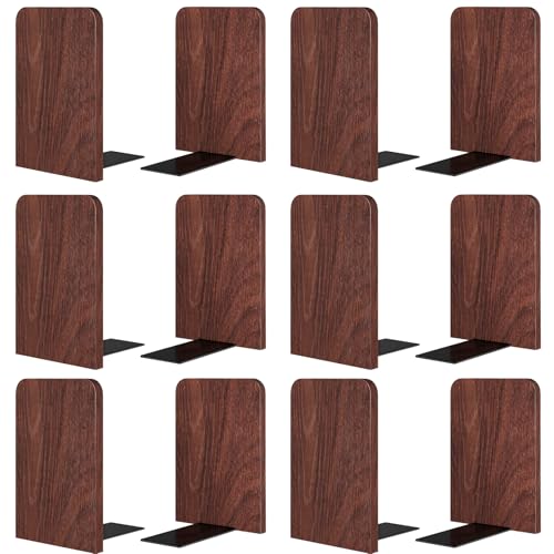 6Pairs Book Ends Bulk Square Wooden Book Ends Heavy Duty Bookends - color: Square Blackwalnut, size: 6Pair