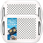 Food Trays for Eating on Couch - 2 Pack - Non Slip Dinner Trays for Eating Set of 2 Non Slip Serving Tray and Food Tray with Handles (White) - color: White - 2 Pack