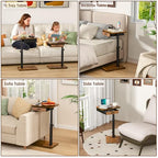 Simple Serenity TV Tray Table with Drawer & Swivel Top, Height Adjustable TV Tray for Eating on Couch, C Shaped End Table for Couch, Sofa Desk Couch Table for Bedroom & Living Room, Patent Pending - color: Rustic