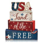CroBlissful 4 Pcs 4th of July Decorations Patriotic Memorial Day Tabletop Decorations Red White Blue Table Centerpieces Sign for Office Tiered Tray Home Shelf 250th Anniversary(Independence Day Usa) - style: Independence Day Usa