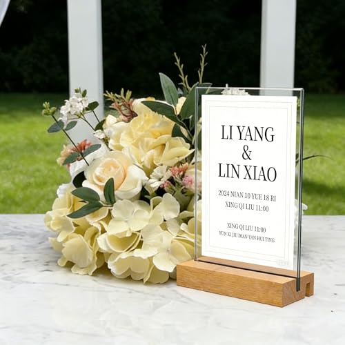 Acrylic Sign Holder with Wood Base 8.5x11 Inch Vertical and Slant Displays (2 Pack 8.5*11") - size: 2 Pack 8.5*11"