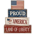 4Pcs 4th of July Decorations Red White and Blue Wood Blocks Patriotic Tiered Tray Decor Farmhouse Style Table Centerpiece for Office Memorial Day Shelf 250th Anniversar - style: Americana