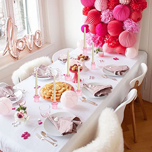 Vixdonos Pink Candlestick Holders Set of 3 Glass Candle Holders for Taper Candles,Pillar Candles and Tealight Candles - color: Pink, size: 3 Pcs
