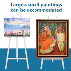 A - Frame Wooden Display Easel - Adjustable Lyre Beechwood Studio Easel Stand Holding Canvas Up to 90", Inclinable Artist Floor Painting Easel for Artwork Painting, White - color: White
