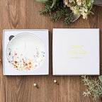 Crisky Initial Jewelry Tray Ring Dish & Gift Box, Ceramic Flower Trinket Dish for Rings Earrings Necklaces Keys, Bridal Shower Engagement Birthday Gift for Women, Friends 4.57" (Gold Foil J - style: Initial J