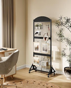 CHOEZON Grid Wall Panel 5.7’ x 2’ FT Grid Display Rack, Movable Gridwall Display Stand with Wheels, Sturdy Floorstanding Wire Grid Rack with 4 S-Shaped Hooks and 4 Garment Hooks, Black TCJ17BB - color: Black