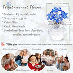YWHL Blue Crystal Forget Me Not Flowers Gifts for Women, Handmade Glass Flower Bouquet Collectible Figurine for Tabletop Centerpieces - color: Blue