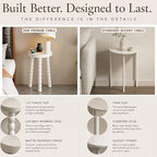 LitaEther Bobbin Side Table, Solid Wood Half Moon End Table, Small Wooden Accent Table with Chunky Turned Legs, Plant Stand for Living Room Bedroom Entryway, Modern Farmhouse Bedside Table, White - color: White