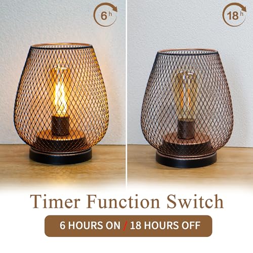 JHY DESIGN Set of 2 Metal Cage LED Lantern Battery Powered Cordless Accent Light with LED and 6-Hours Timer Great for Weddings Parties Patio Events for Indoors Outdoors - style: Set of 2 6-Hours Timer