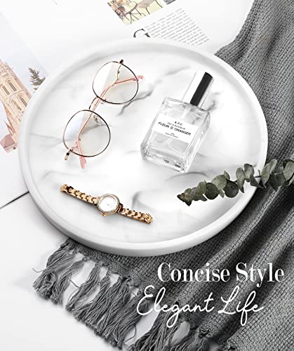 Shinowa Vanity Tray, Resin Bathroom Decorative Tray Catchall Organizer Jewelry Dish Tray for Bathroom Bedroom Counter-top Vanity Organization Vanity Table Jewelry Organizer, White Marble - color: White Marble