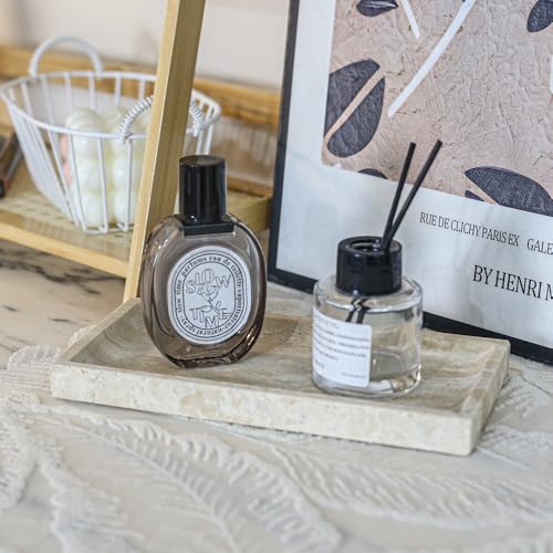 Luxury Natural Marble Tray, Handcrafted Vanity Catchall for Perfume, Jewelry, Soap, Elegant Bathroom & Kitchen Counter Decor - color: 036-white Travertine