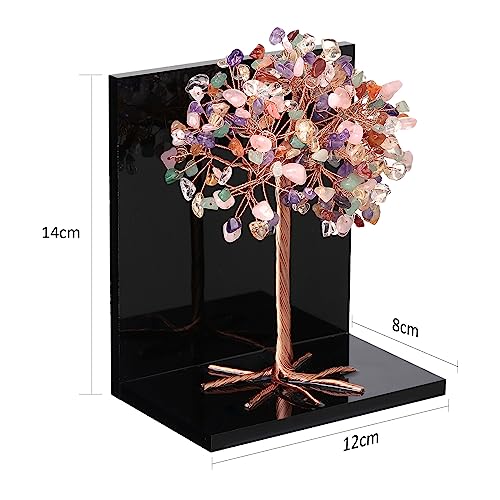 mookaitedecor Natural Colorful Crystal Money Tree Stones Bookends, Decorative Acrylic Stone Tree Book Ends for Shelves Desktop Organizer Home Office,5.7-6.3inch (1 Pair) - color: Colorful, size: 5.7-6.3 Inch