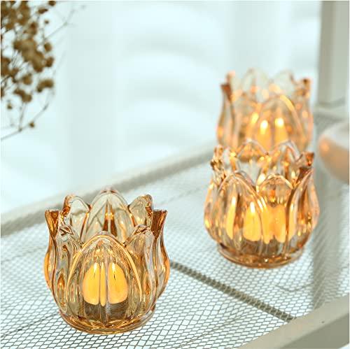 GOLDEAL 12Pcs Gold Votive Candle Holders, Thick Glass Tea Light Candle Holder Bulk, Tealight Candle Jars for Wedding Table Decor, Party Supplies, Bridal Shower Decorations, Centerpieces for Tables - color: Gold