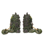 Ebros Gift Mythical Forest Tree Spirit Ent Celtic Greenman with Cigar Pipes Decorative Bookends Figurine Pair Set Wicca Horned God Sculptural Bookend Library Bookshelf Accent