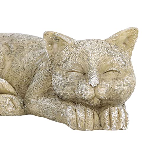 Hapivida Cats Memorial Stone, 5.5in Cat Garden Statue Pet Statues Gift Figurine Sculpture Sleeping Cats Decoration - size: Brown Cat