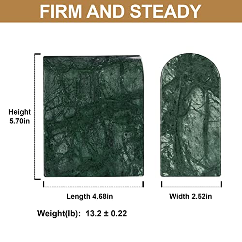 Koville Indian Natural Marble Bookends for Shelves, 13LBS Non-Slip Book Ends, Heavy Duty Marble Book Holders Organizer, Bookshelf Apartment Decor for Movies/CD/Video Games(Indian Green) - color: Green Marble-indian Green, size: 13lb