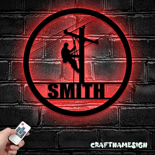 Personalized Lineman Metal Sign, Custom Name Wall Art, Home Decor, Lineman Gift, Custom Metal Sign Wall Decor, Handmade, Room Decor, Wall Hanging (04 Lineman) - color: 04 Lineman