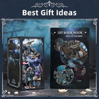 MiniCity Book Nook Kitwith Dust Cover and LED Light, 3D Wooden Puzzle Bookend Bookshelf Insert Decor for Teens and Adults (The Song of Sirens) - style: The Song of Sirens