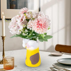Cat Vase for Dry Flower Hydroponic Planter for Women, Teens, Girls，Kids，Cat Lover Theme Decor ，Ideal for Home, Office, Wedding, Party，Table Decoration (Yellow)