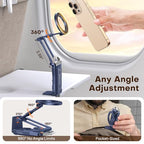 OMOTON TP02 360°Rotating for MagSafe Tripod Mount, Adjustable Aluminum Magnetic Phone Tripod for iPhone 17/16/15/14 Pro Max Air, Foldable Cell Phone Stand Fits Vlog, Gym, Travel Essentials, Navy Blue - color: 3-Navy Blue
