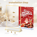 Acrylic Sign Holder 8.5X11 Gold Frames Double-Sided Gold Picture Frames for Flyer Holder Menu Holder Wedding Table Number Holder Christmas Photo Frame with Removable Sticky Dots -6 Pack