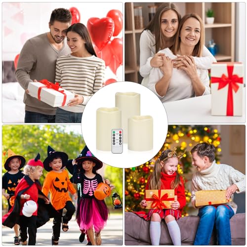 Artmarry Flameless Candles 4" 5" 6" Outdoor Indoor Pillars 18 Pack Battery Operated Flickering Candles Include 10-Key Remote Timer 400+ Hours by 2 AA Batteries(18 Pack) - color: Ivory Candle - Warm light, size: 3"D x 4"|5"|6" H - 18 Pack