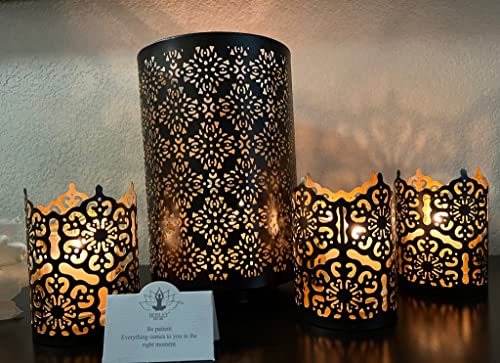 Hosley Set of 2 Diamond Cut Candle Holders Elegant 8 Inch Height Stands for Timeless Ambiance and Versatile Styling Dazzle Your Decor - size: 8“ High x 2 count