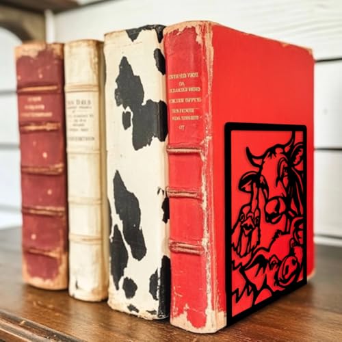 Peacoblue Metal Bookends for Shelves, Modern Decorative Heavy Duty Study Book Support Stoppers for Office, Desk, Shelf, Room 5.3"x4.3"x7.9" Cast Iron Simple Tall Bookends, 1 Pair (Farm Animals) - style: Farm Animals