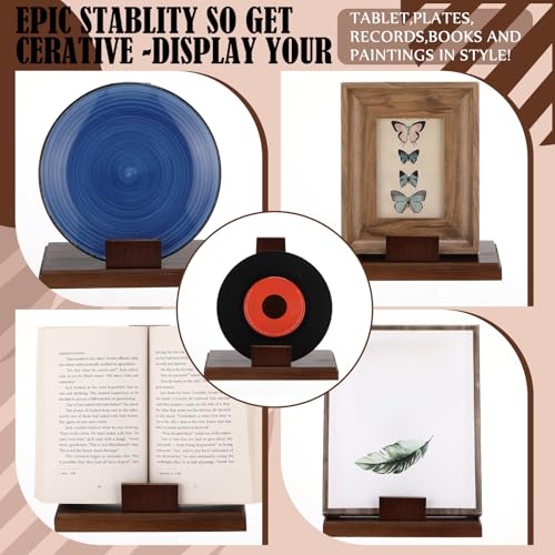 Weysat 6 Inch Wooden Stand for Display Plate Postcard Picture Book Display Stand with Square Block Base Picture Frame Easel for Home Office Decorative - size: 6 Inch