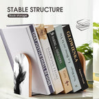 Minimalist Black and White Abstract Wooden Bookends Shelves 2 PCS Sturdy Book Holders Desktop Organizer for Home Office Libraries