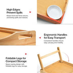Home-It Bed Table Tray with Folding Legs - Bamboo Breakfast Tray with Handles for Bed, Sofa, Eating and Laptops, Snacking and Working